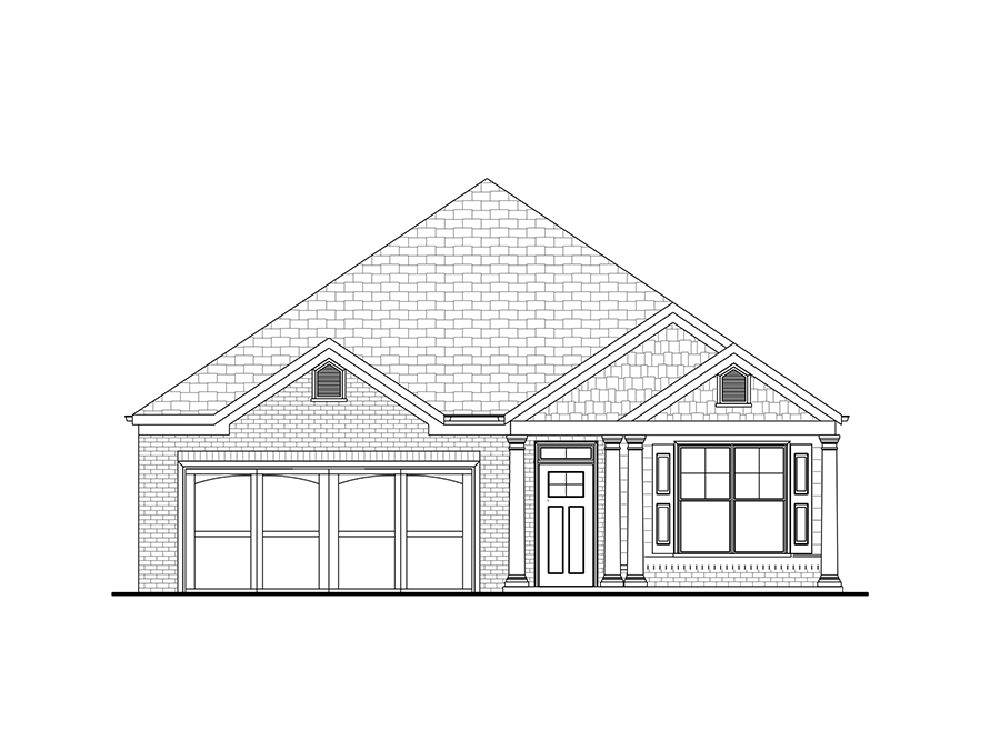 Front elevation of the available Newbury homeplan at Echols Farm in Hiram GA